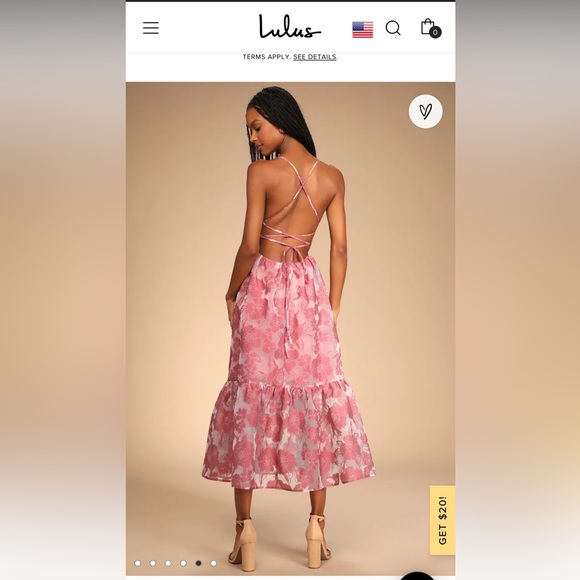 Lulu’s Rose Jacquard Lace Up Dress. Size Medium - Picture 3 of 4